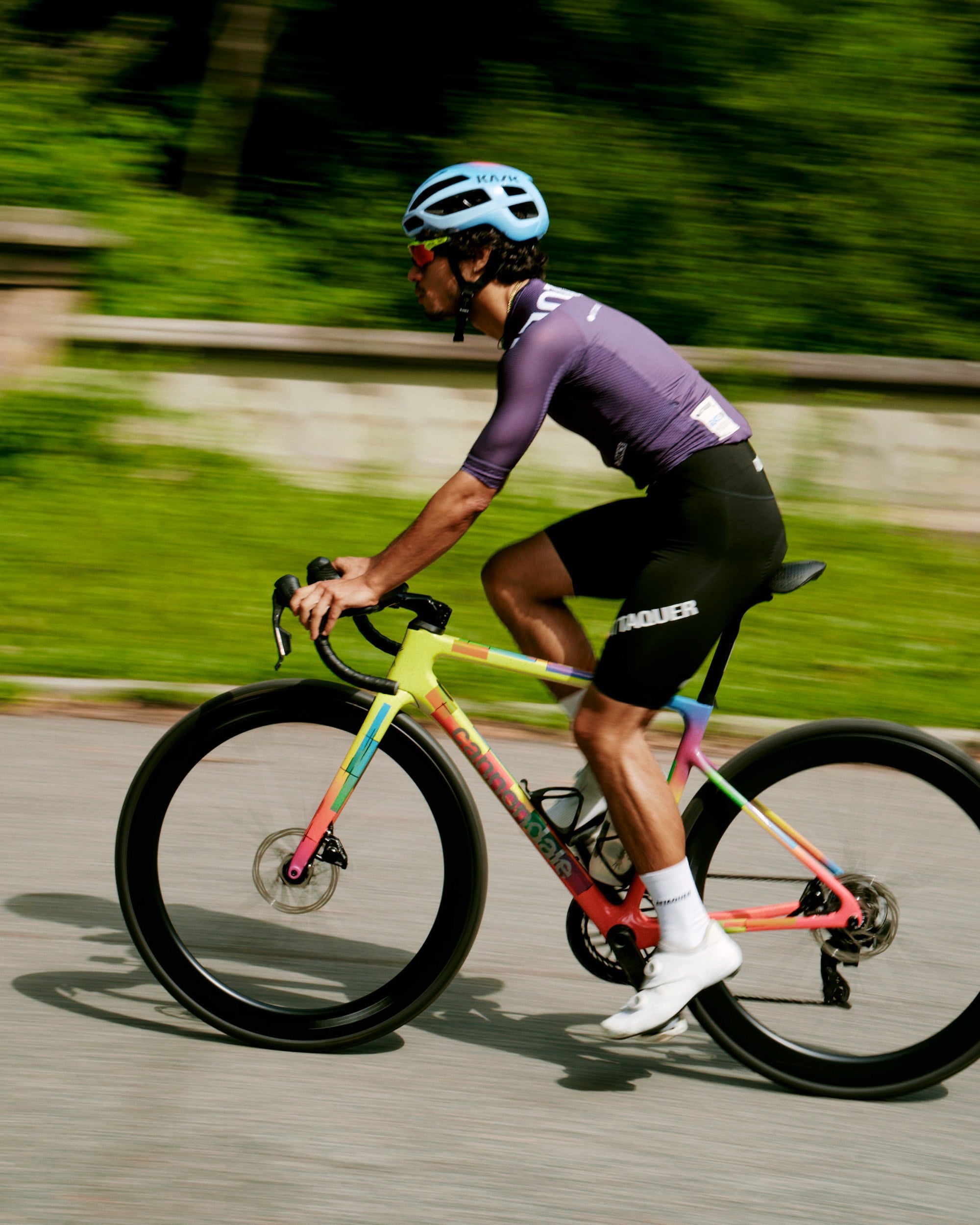 Attaquer rider at speed in Race kit