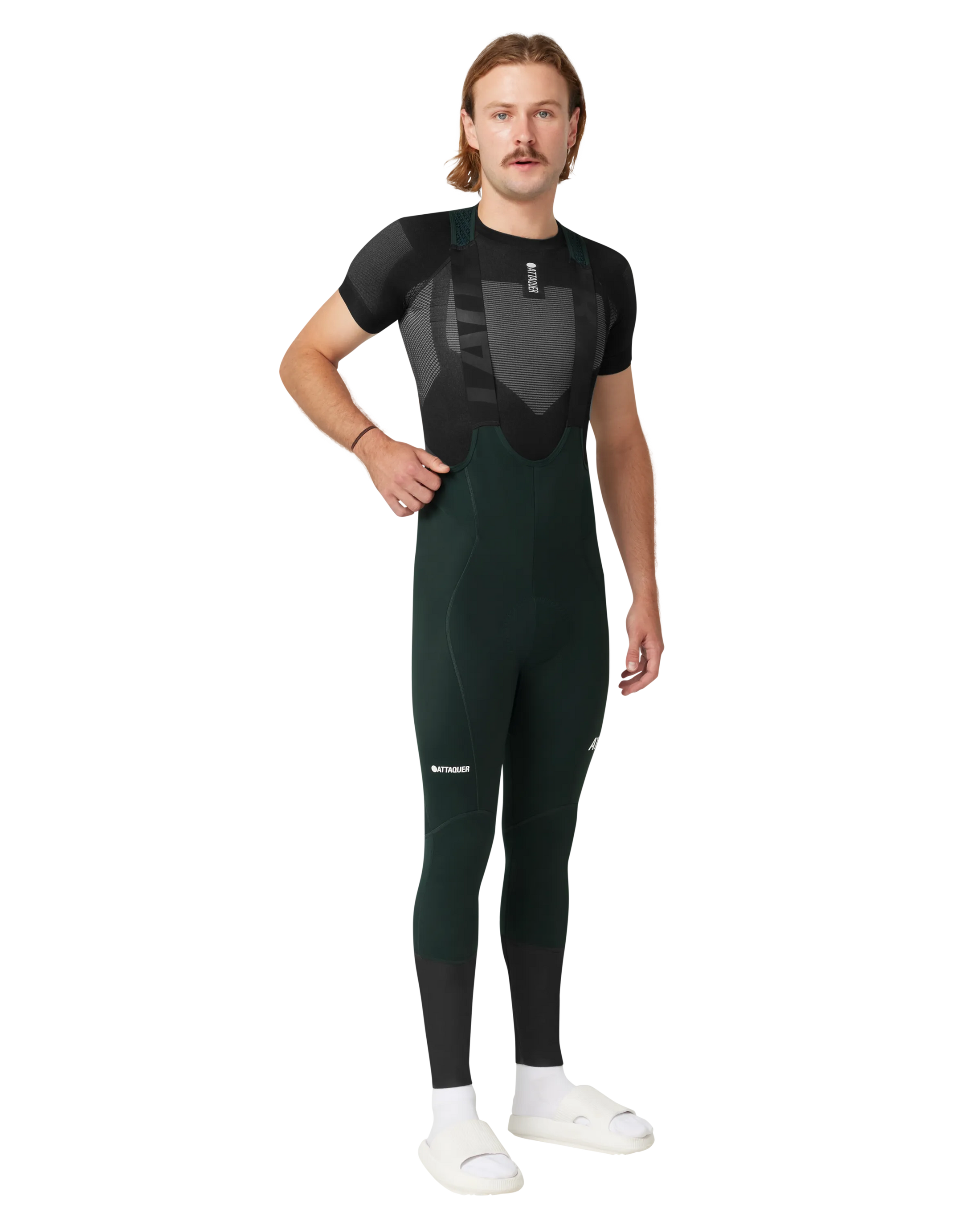 All Day Winter Bib Long Forest Green/White Logo-Attaquer Dead Stock-Attaquer