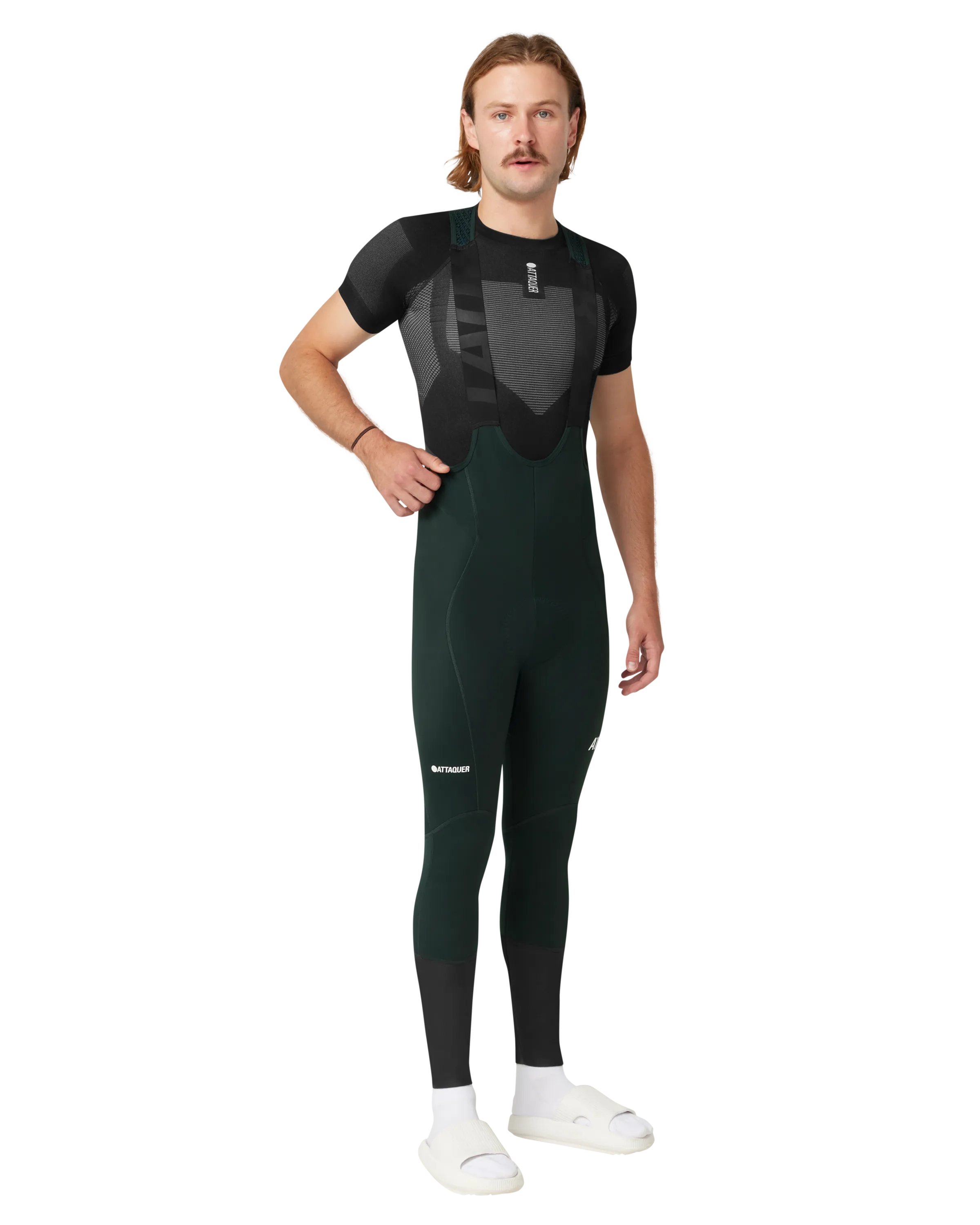 All Day Winter Bib Long Forest Green/White Logo-Attaquer Dead Stock-Attaquer