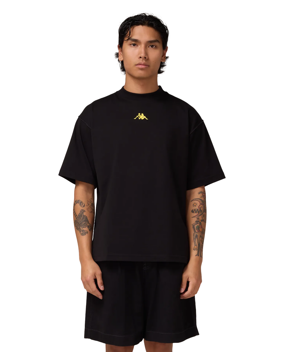 Attaquer x Kappa SS Outline Black Tee-Attaquer-Attaquer