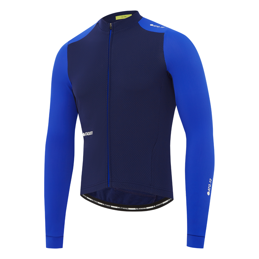 All Day Winter Long Sleeved Jersey Navy/Fluro | Attaquer Mens Cycling ...