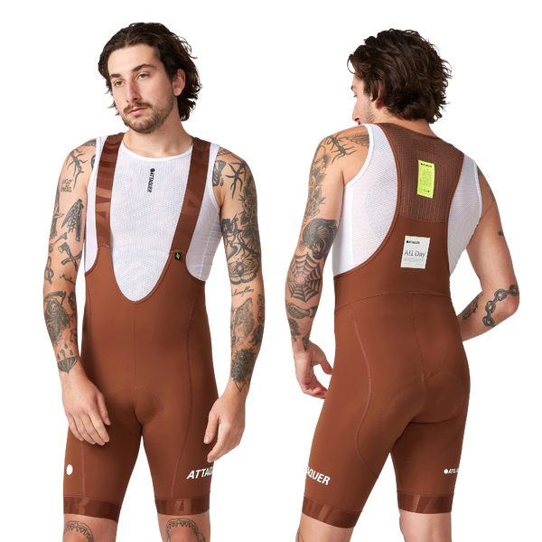 All Day Bib Short Burnt Orange/White Reflective Logo main