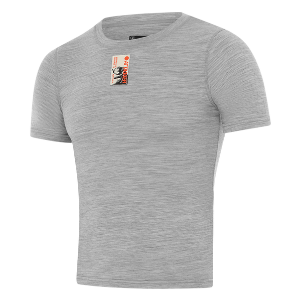 Merino Base Layer Short Sleeved Grey feature display lifestyle