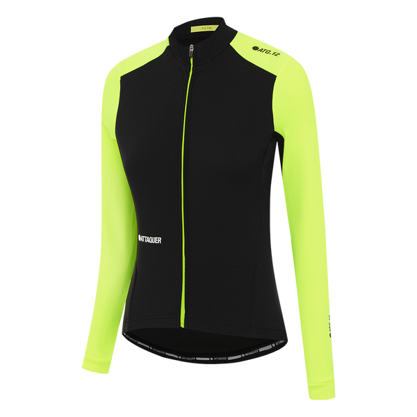 Womens All Day Winter Long Sleeved Jersey Black/Acid Lime feature display