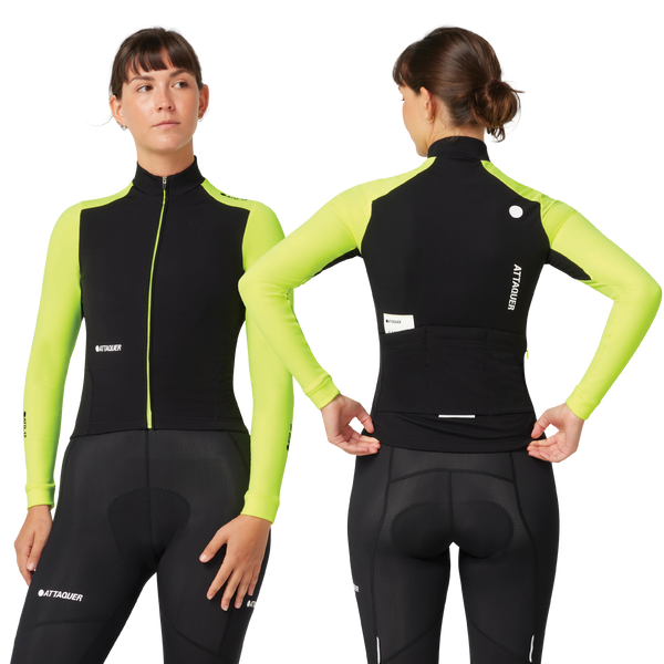 Womens All Day Winter Long Sleeved Jersey Black/Acid Lime Main