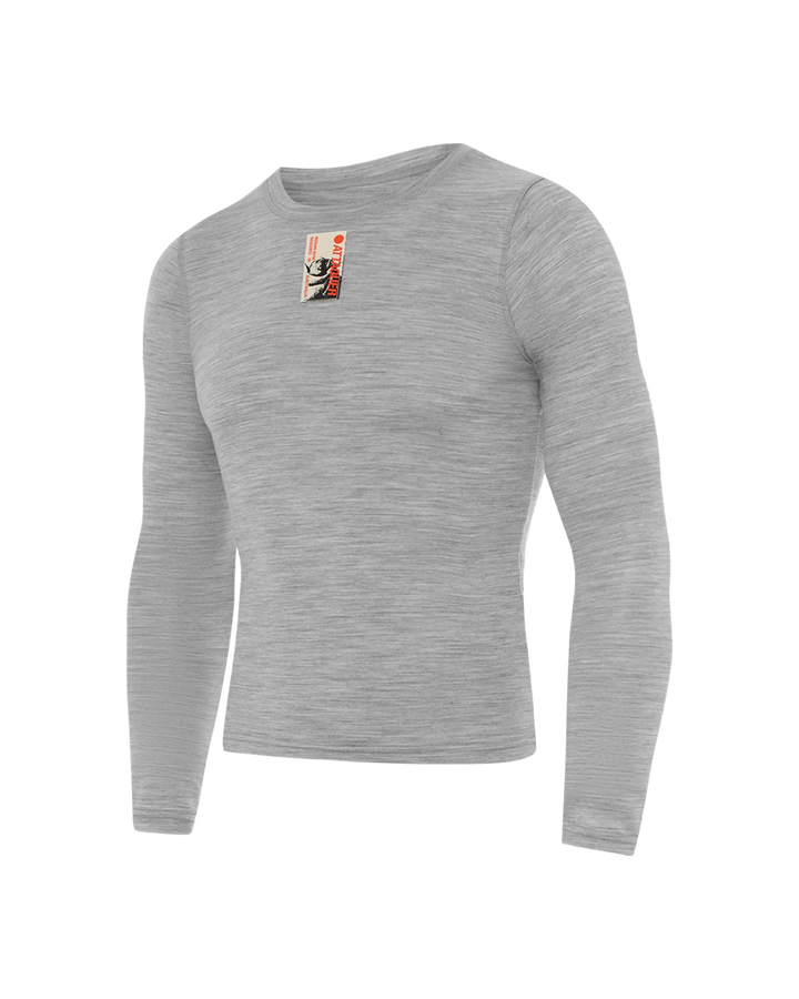 Merino Base Layer Long Sleeve Grey feature display lifestyle