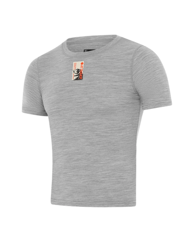 Merino Base Layer Short Sleeved Grey feature display lifestyle
