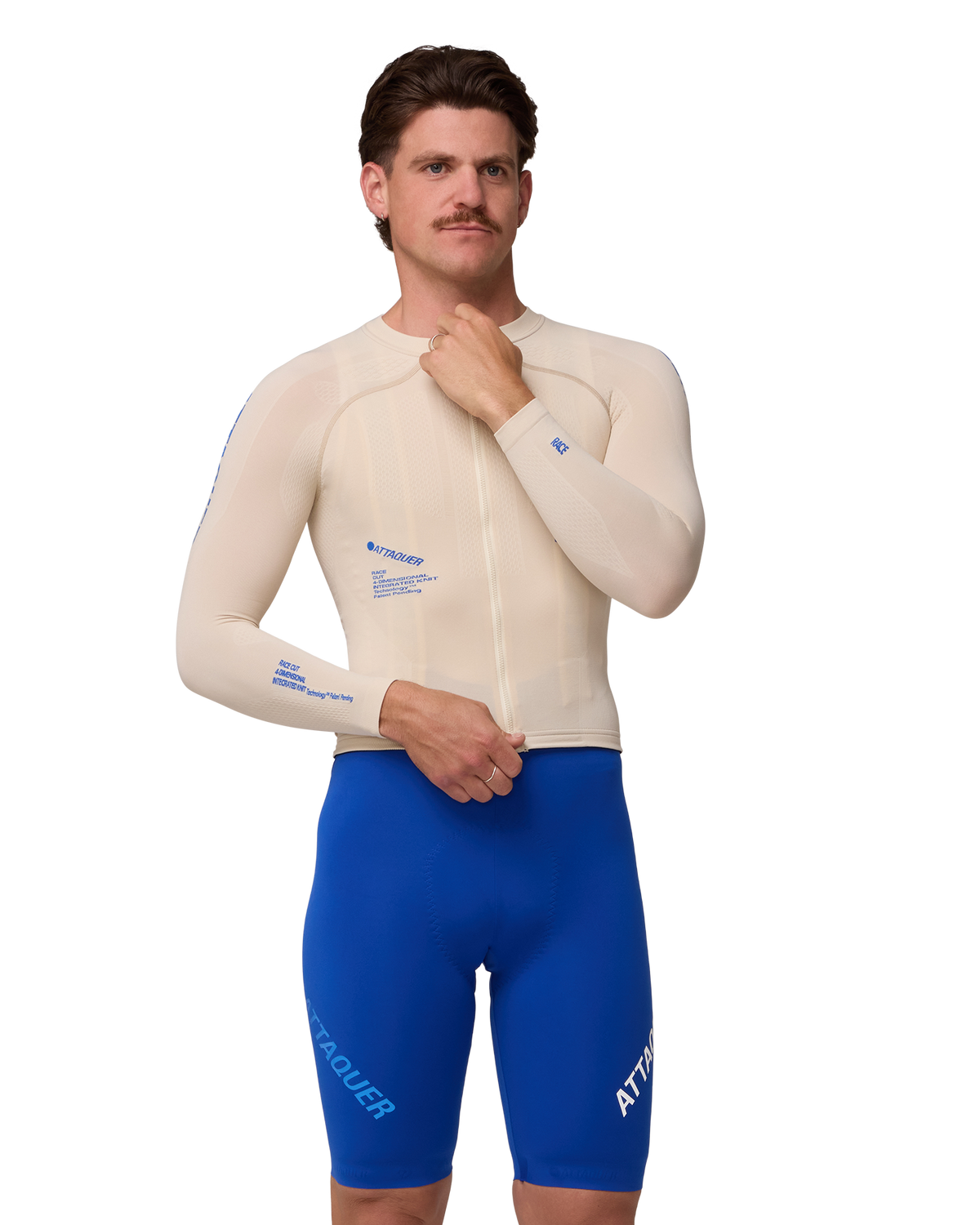 OrbKnit™ Race Jersey Long Sleeve Cream/Cobalt-Attaquer-Attaquer