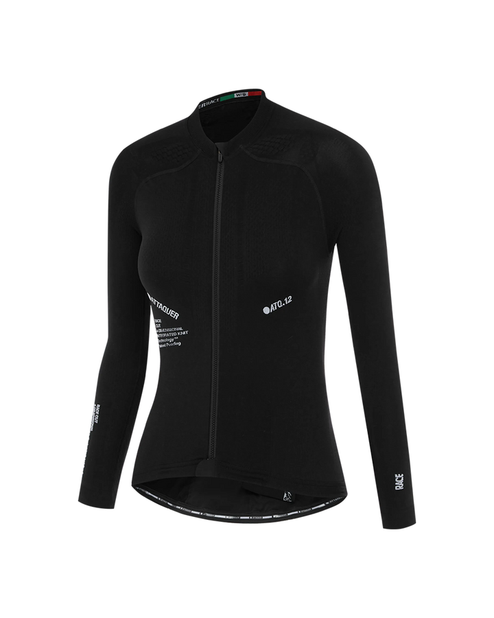 OrbKnit™️ Womens Race Jersey Long Sleeve Black-Attaquer feature display pdp-hide