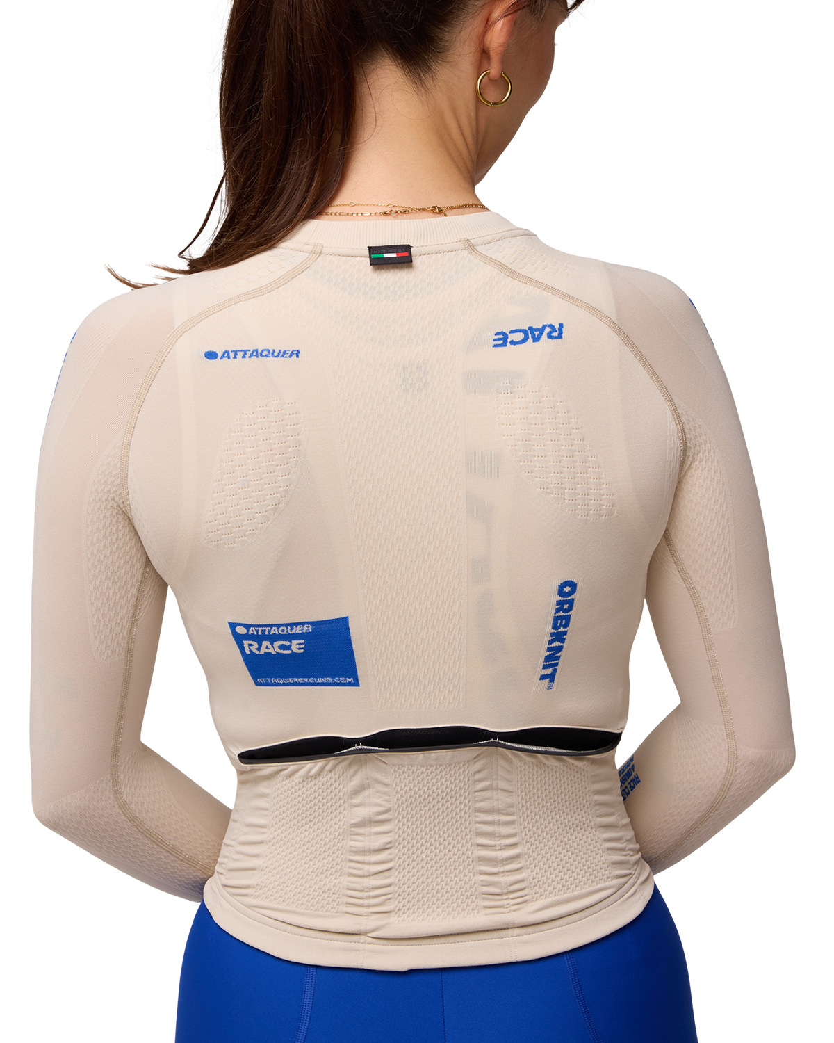 OrbKnit™ Womens Race Jersey Long Sleeve Cream/Cobalt-Attaquer-Attaquer