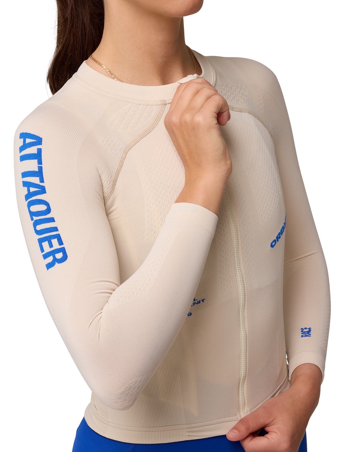 OrbKnit™ Womens Race Jersey Long Sleeve Cream/Cobalt-Attaquer-Attaquer