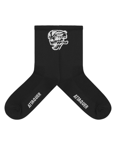 Skull Logo Socks Black-Attaquer-Attaquer