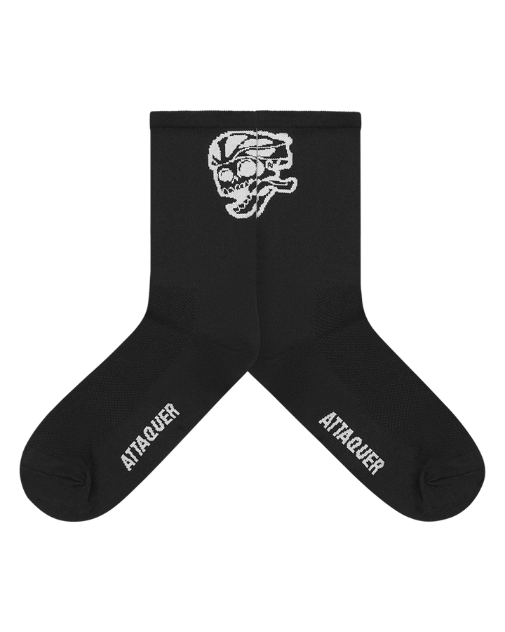 Skull Logo Socks Black-Attaquer-Attaquer