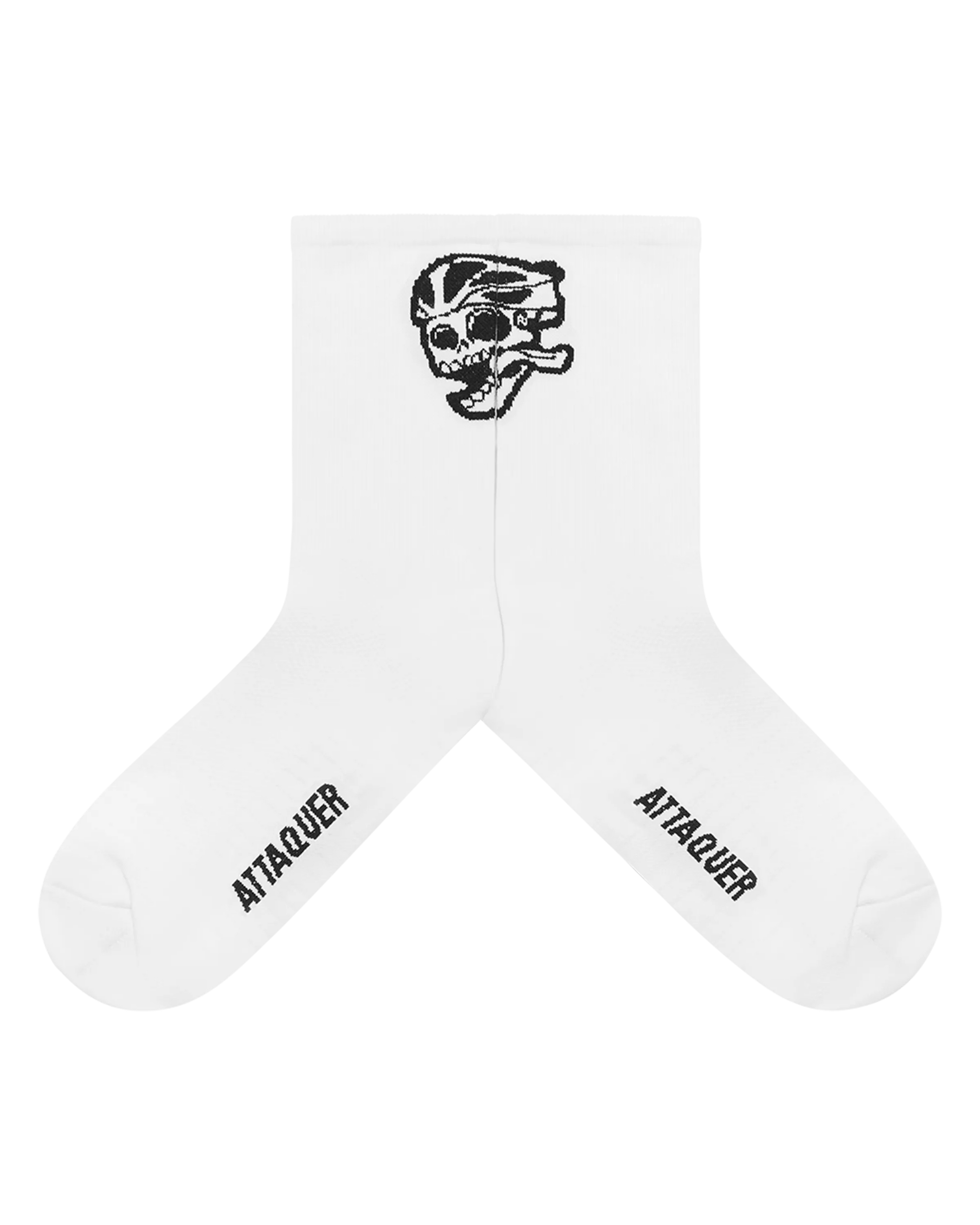 Skull Logo Socks White-Attaquer-Attaquer