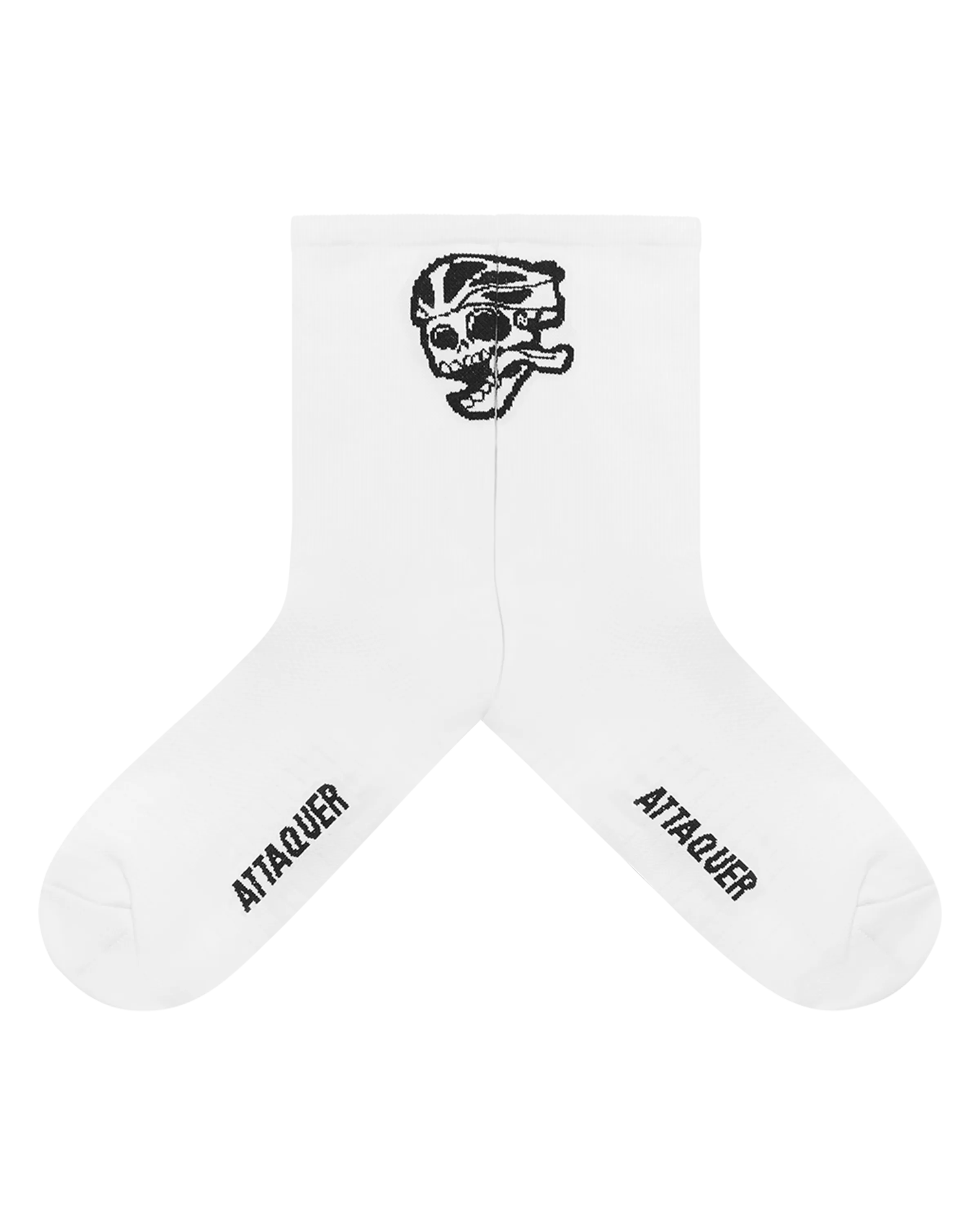 Skull Logo Socks White-Attaquer-Attaquer