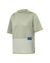 Short-sleeved tech tee in sand colour by Attaquer, showcasing its design features. pdp-hide