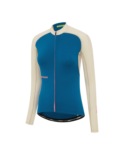 Womens All Day Summer Long Sleeve Jersey Blue/Eggshell-Attaquer feature display pdp-hide