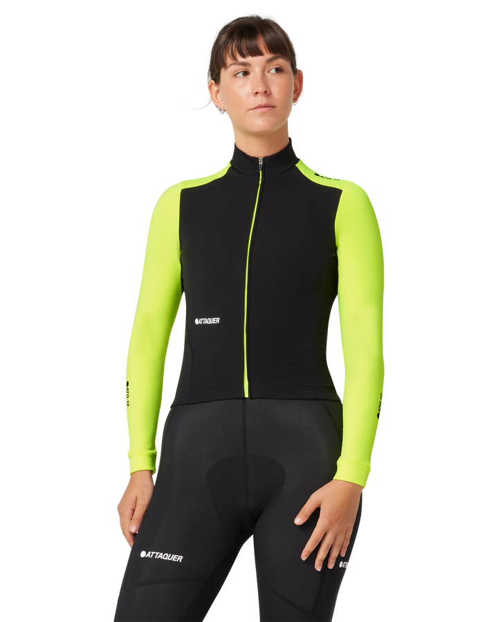Womens All Day Winter Long Sleeved Jersey Black/Acid Lime-Attaquer-Attaquer