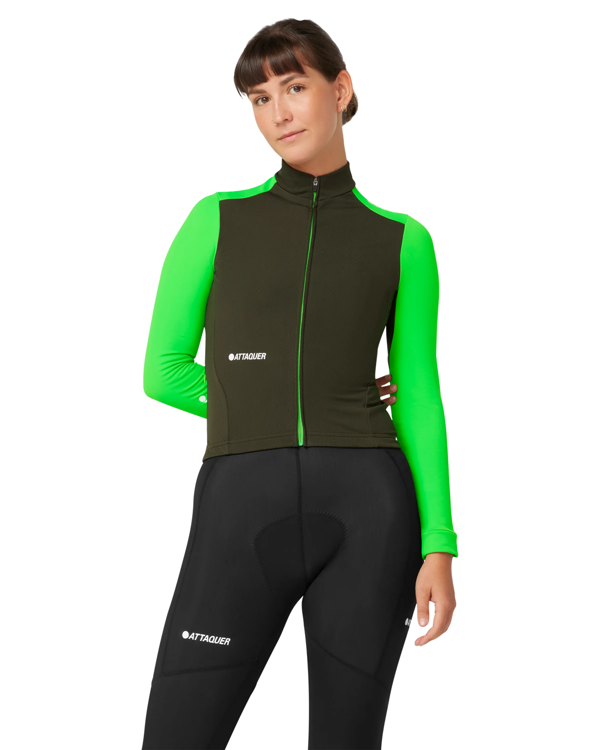 Womens All Day Winter Long Sleeved Jersey Pine/Fluro Green-Attaquer Dead Stock-Attaquer
