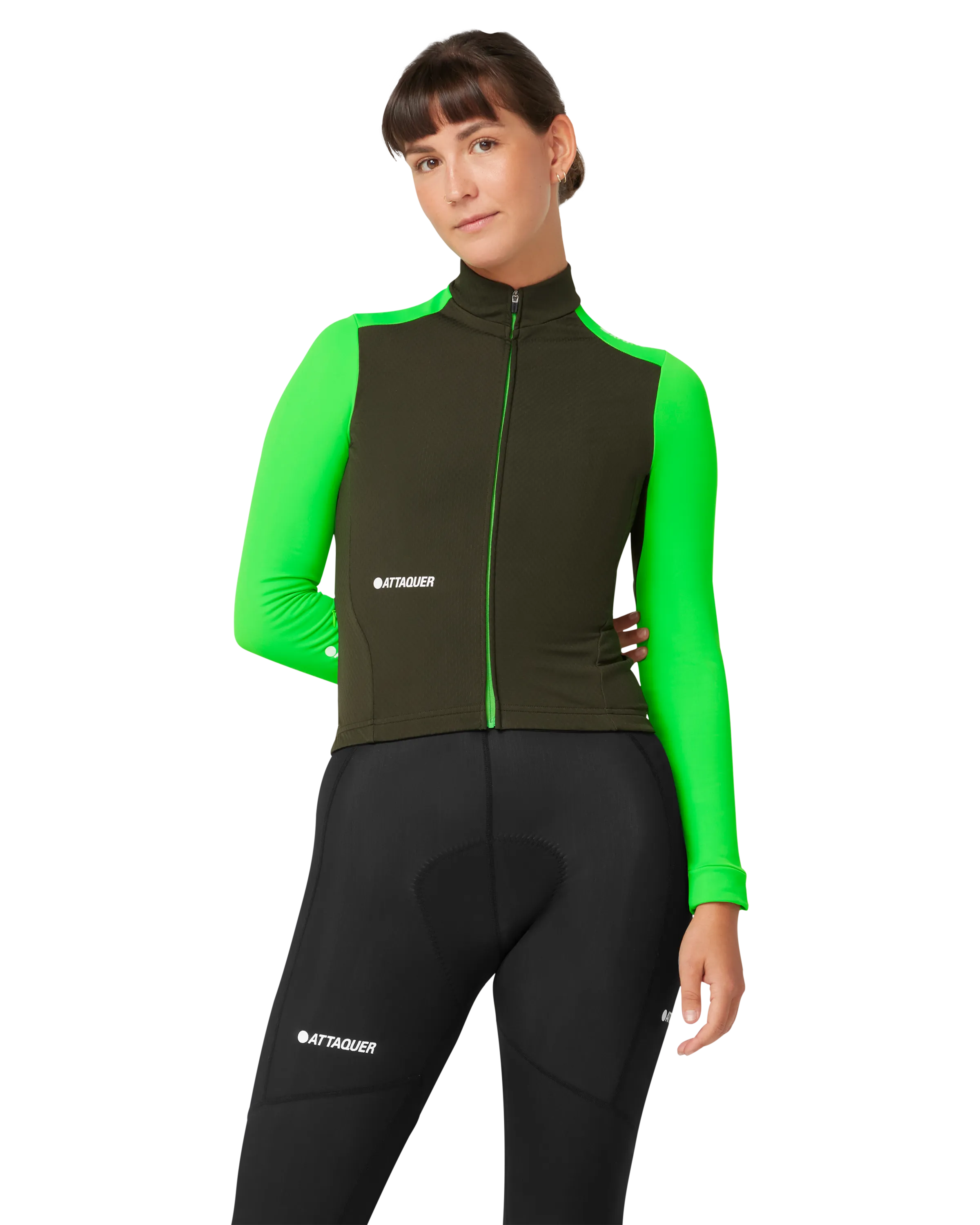 Womens All Day Winter Long Sleeved Jersey Pine/Fluro Green-Attaquer Dead Stock-Attaquer