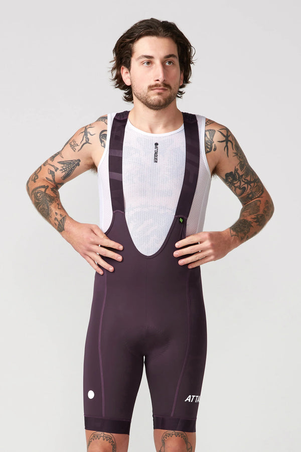 All Day Bib Short Aubergine/White Reflective Logo main