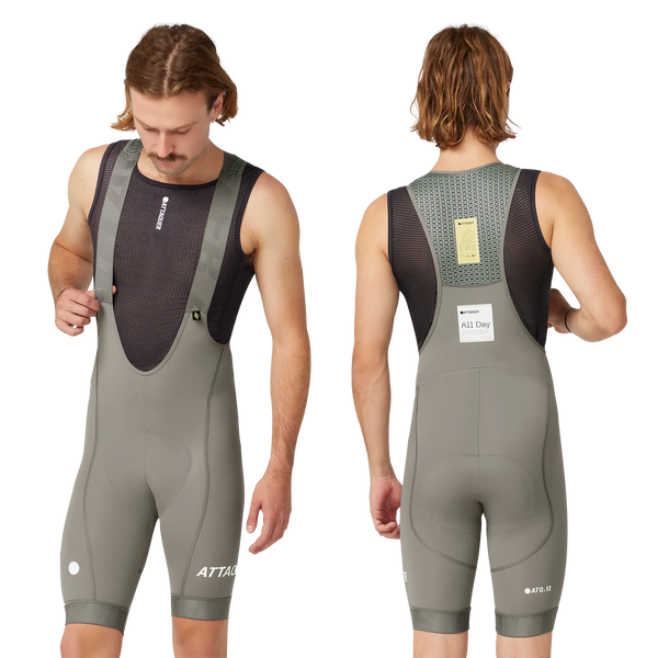 Mens All Day Bib Short Grey Smoke main