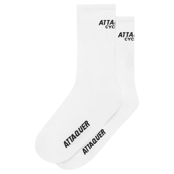 Club Logo Socks White - Attaquer Cycling Socks