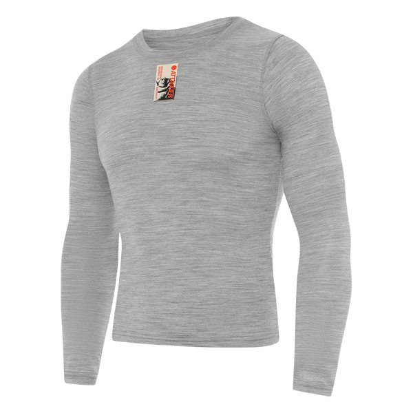 Merino Base Layer Long Sleeve Grey feature display lifestyle