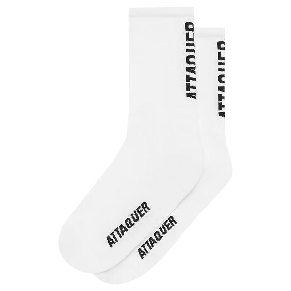 Vertical Logo Socks White - Attaquer Cycling Socks