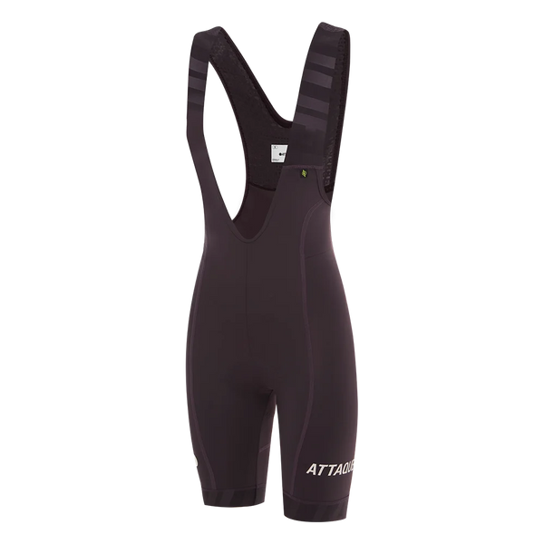 Womens All Day Bib Short Aubergine/White Reflective Logo feature display