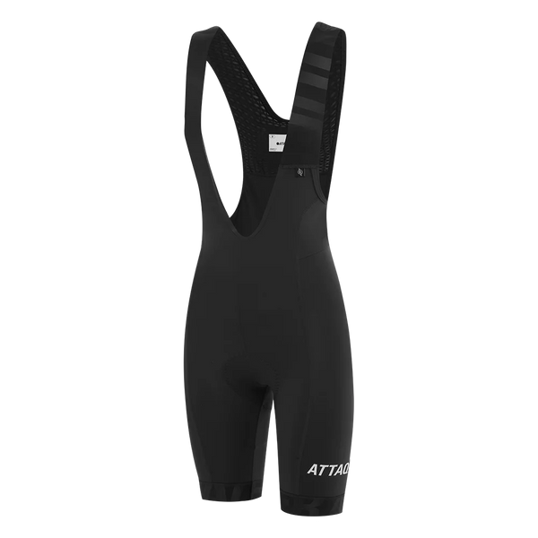 Womens All Day Bib Short Black/White Reflective Logo feature display