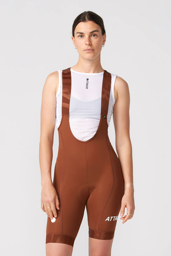 Womens All Day Bib Short Burnt Orange/White Reflective Logo main