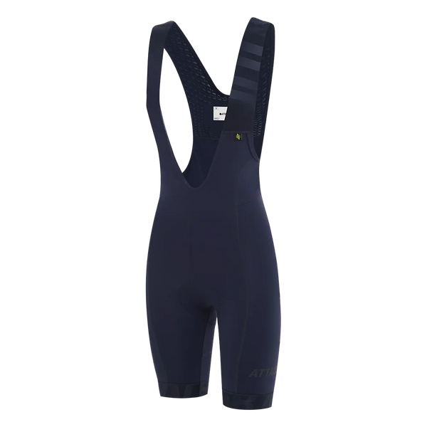 Womens All Day Bib Short Navy/Tonal Reflective Logo feature display