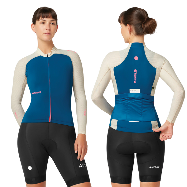 Womens All Day Summer Long Sleeve Jersey Blue/Eggshell Main