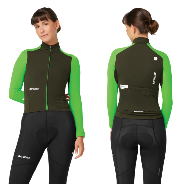 Womens All Day Winter Long Sleeved Jersey Pine Fluro Green Main