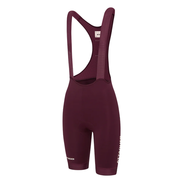 Attaquer Womens Race Bib Short 2.0 Burgundy/White Logo feature display