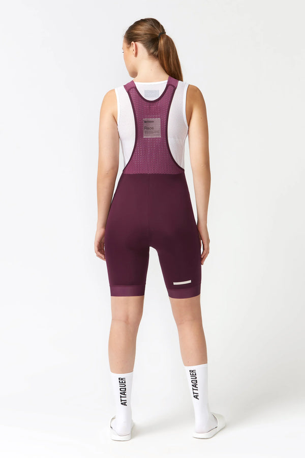 Attaquer Womens Race Bib Short 2.0 Burgundy/Reflective Logo main