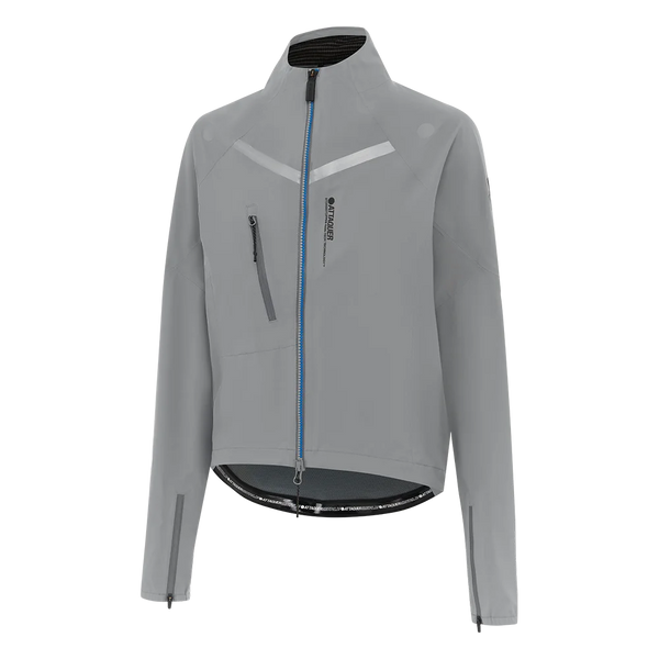 Womens Race Rain Jacket Grey feature display lifestyle