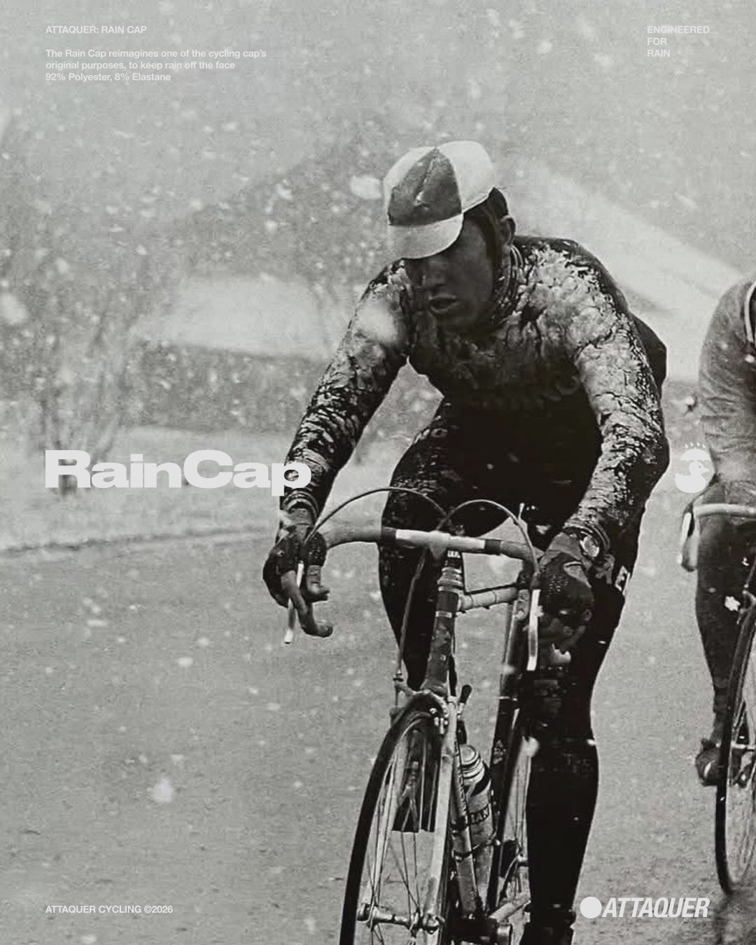 Archive rain riding footage for the Attaquer Rain Cap, engineered for rain