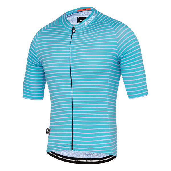 A-Line Jersey Fine Stripe Turquoise/Lilac feature