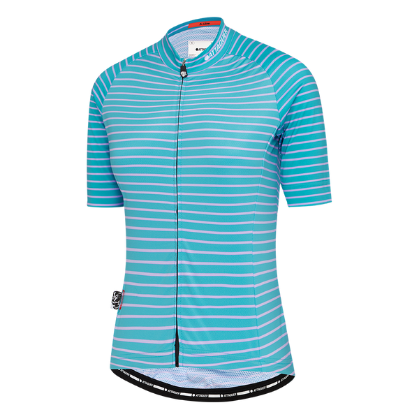 Womens A-Line Jersey Fine Stripe Turquoise/Lilac feature display