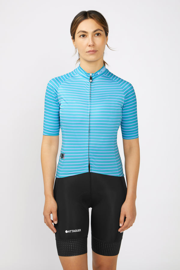 Womens A-Line Jersey Fine Stripe Turquoise/Lilac main
