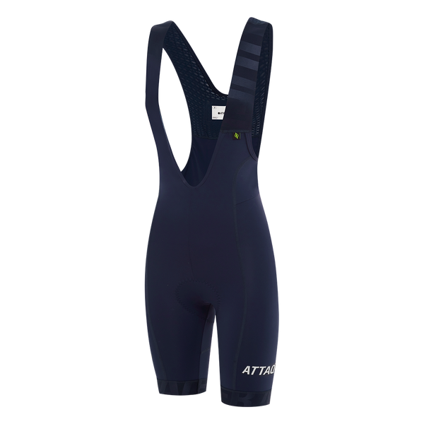 Womens All Day Bib Short Navy/White Reflective Logo feature display