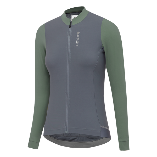 Attaquer Womens Race Long Sleeve Jersey Army Charcoal feature display